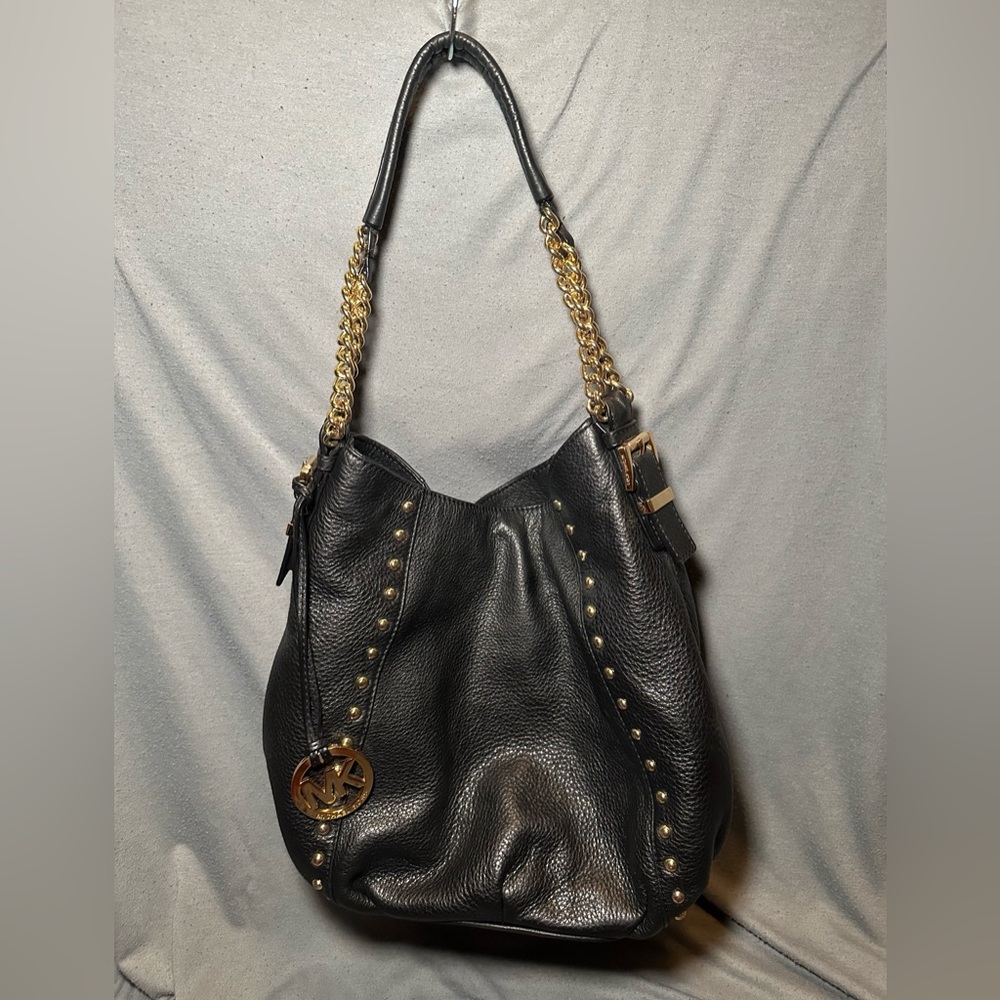 Michael Kors Studded Hobo Shoulder Bag Black